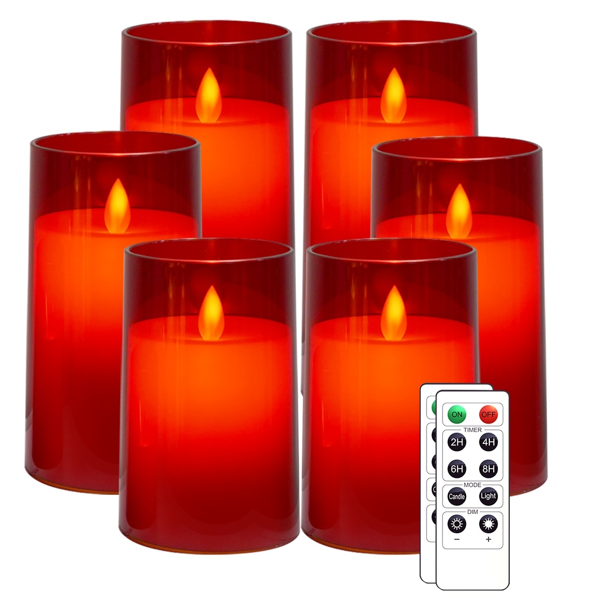 Acrylic Fiber Glass with Faux Wick Flameless LED Candles with Remote & Timer