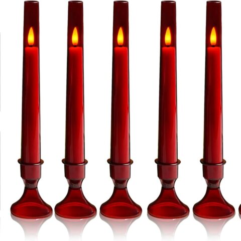 Flameless Taper Flickering LED Window Candles with Remote,6 PC Acrylic Battery Operated for Décor