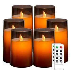 Acrylic Fiber Glass with Faux Wick Flameless LED Candles with Remote & Timer