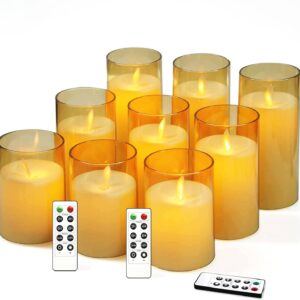 Acrylic Fiber Glass with Faux Wick Flameless LED Candles with Remote & Timer