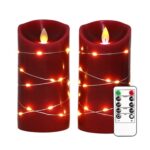 Red Flameless Wax Candles with Remote - Set of 2 (H6 x D3)