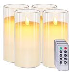 Flameless White Acrylic FiberGlass LED Candle Dancing Wick | AA Battery | Remote for Decor-(3" x 6")