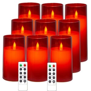 Acrylic Fiber Glass with Faux Wick Flameless LED Candles with Remote & Timer