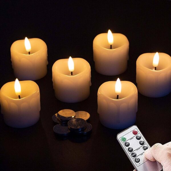 Warm White Flameless Votive Candles with Timer & Remote, Battery Operated, (2" x 2") Pack of 6