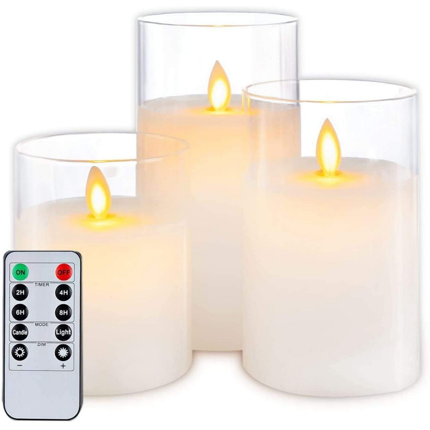 Real Wax Flameless LED Candles with Timer & Remote - Set of 3