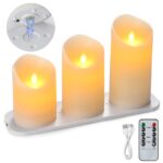 Ivory Rechargeable LED Candles - Set of 3, Remote-Controlled