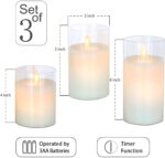Glass LED Flameless Pillar Candles with Remote - Set of 3