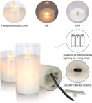 Glass LED Flameless Pillar Candles with Remote - Set of 3
