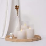 Glass LED Flameless Pillar Candles with Remote - Set of 3