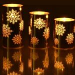 Snowflake LED Pillar Candles with Remote Control - 3 Piece Set
