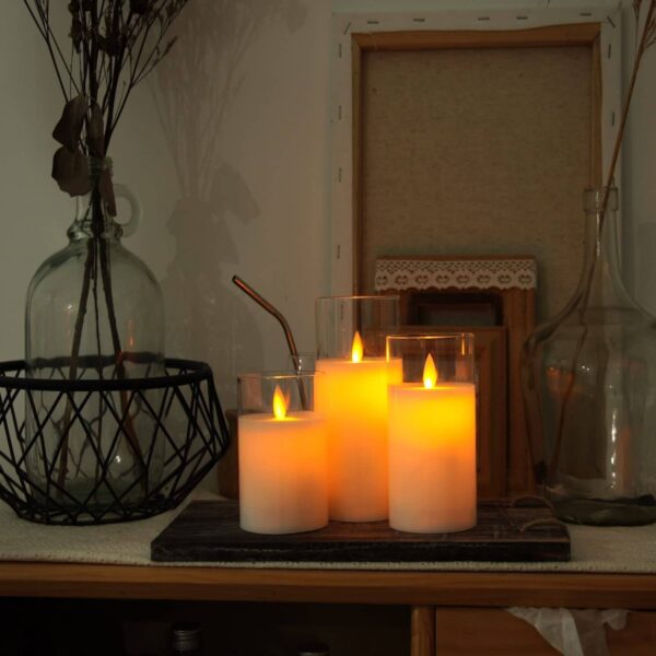 Real Wax Flameless LED Candles with Timer & Remote - Set of 3