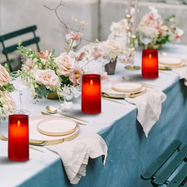 Acrylic Fiber Glass with Faux Wick Flameless LED Candles with Remote & Timer