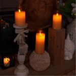 Acrylic Fiber Glass with Faux Wick Flameless LED Candles with Remote & Timer