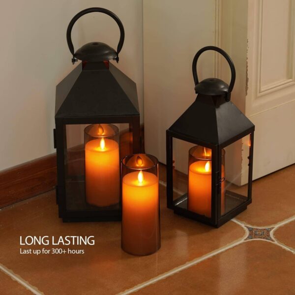 Acrylic Fiber Glass with Faux Wick Flameless LED Candles with Remote & Timer