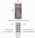 Flameless Grey Acrylic Fiber Glass LED Candle, Battery Powered 3" x 6" with Dancing Faux Wick AA Battery Powered with Remote