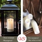 Waterproof Flickering LED Candles Set of 3 with Remote, Battery Operated, Ivory Frosted, 4"5"6"