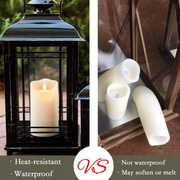 Waterproof Flickering LED Candles Set of 3 with Remote, Battery Operated, Ivory Frosted, 4"5"6"