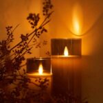 Flameless Grey Acrylic Fiber Glass LED Candle, Battery Powered 3" x 6" with Dancing Faux Wick AA Battery Powered with Remote