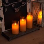 Acrylic Fiber Glass with Faux Wick Flameless LED Candles with Remote & Timer