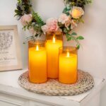 Acrylic Fiber Glass with Faux Wick Flameless LED Candles with Remote & Timer