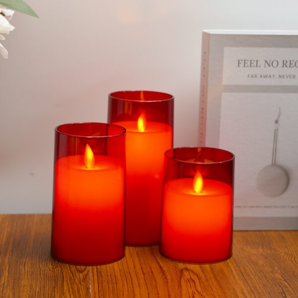 Acrylic Fiber Glass with Faux Wick Flameless LED Candles with Remote & Timer