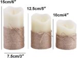 Hemp Rope LED Wax Candles with Flickering Light - 3 Piece Set