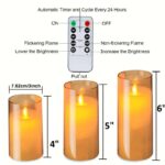 Gold Acrylic Fiber Glass with Faux Wick Flameless LED Candles with Remote & Timer - Set of 3