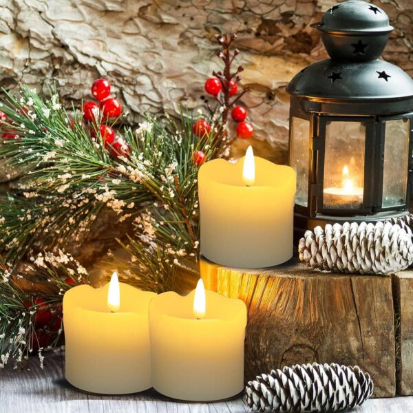 Warm White Flameless Votive Candles with Timer & Remote, Battery Operated, (2" x 2") Pack of 6