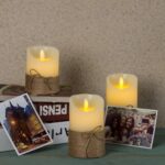 Hemp Rope LED Wax Candles with Flickering Light - 3 Piece Set