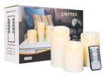 Set of 3 LED Real Wax Pillar Candles with Remote – Flameless, Battery Powered.