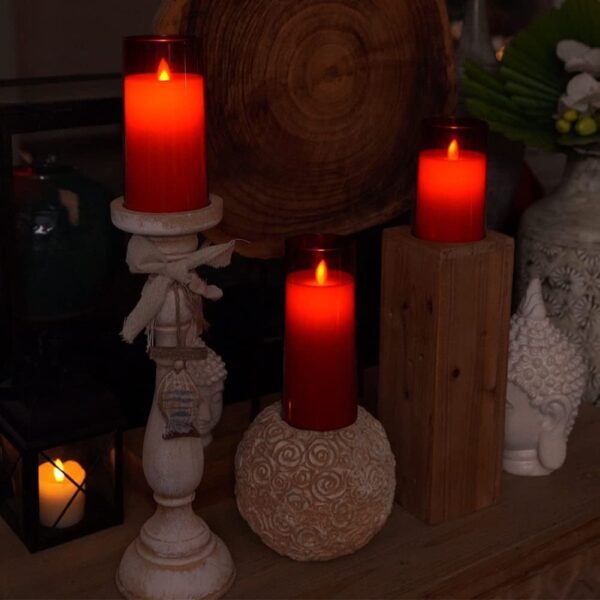 Acrylic Fiber Glass with Faux Wick Flameless LED Candles with Remote & Timer