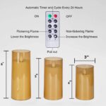 Acrylic Fiber Glass with Faux Wick Flameless LED Candles with Remote & Timer