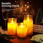 Amber Gold Glass LED Flameless Pillar Candles with Remote - Set of 3