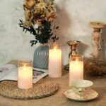 Acrylic Fiber Glass with Faux Wick Flameless LED Candles with Remote & Timer
