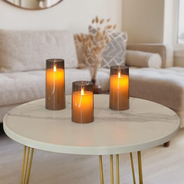 Acrylic Fiber Glass with Faux Wick Flameless LED Candles with Remote & Timer