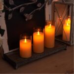 Acrylic Fiber Glass with Faux Wick Flameless LED Candles with Remote & Timer