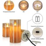 Amber LED Glass Pillar Candle with Remote, 6" x 3"