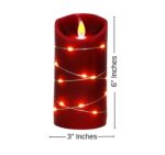 Red Flameless Wax Candles with Remote - Set of 2 (H6 x D3)