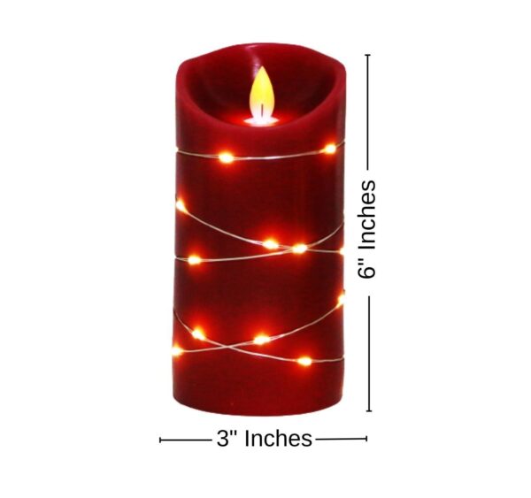 Red Flameless Wax Candles with Remote - Set of 2 (H6 x D3)