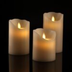 Set of 3 LED Real Wax Pillar Candles with Remote – Flameless, Battery Powered.